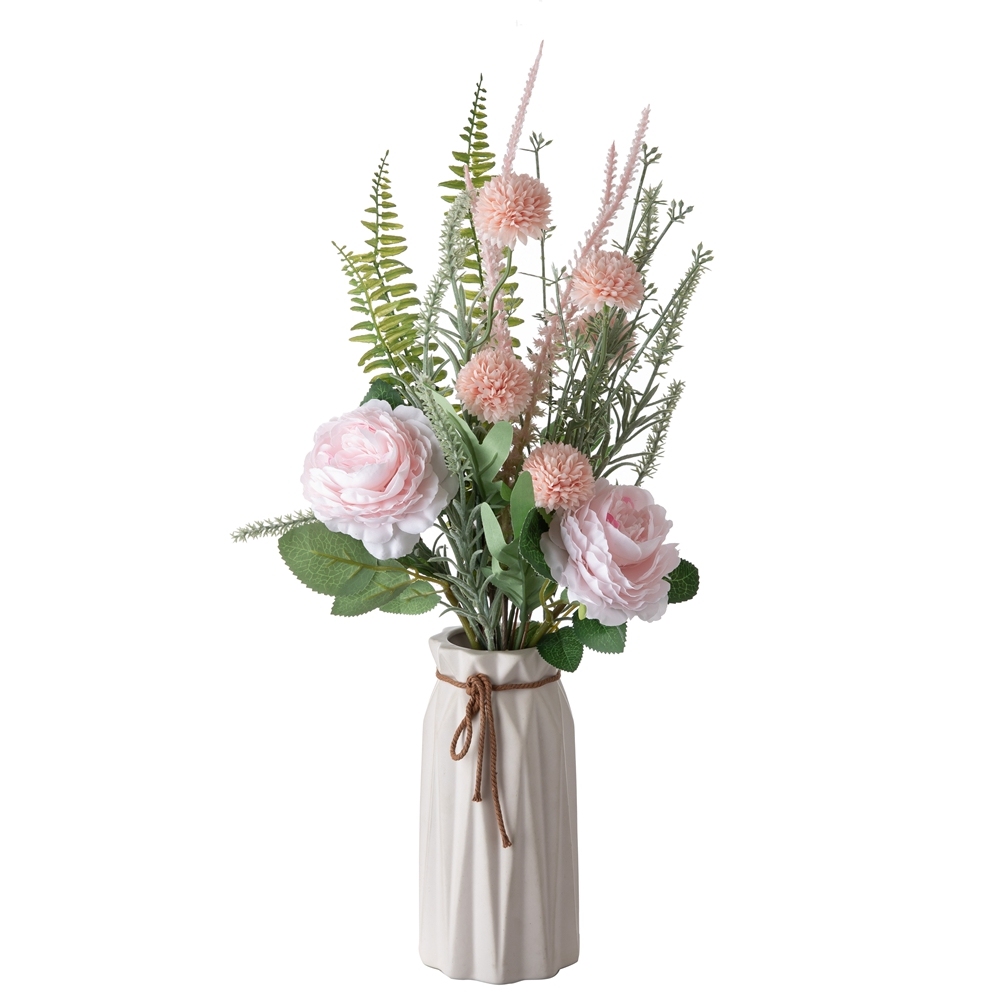 CF01245 Artificial Pink Rose Dandelion Persian Chestnut Rice Grass Sage Bouquet Decorative Wedding Home Flowers