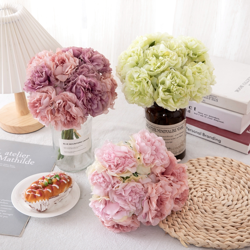 GF14921B High Quality Silk Cloth Artificial Real Touch peony Flowers For Wedding Bouquet Outdoor Artificial Flower peony