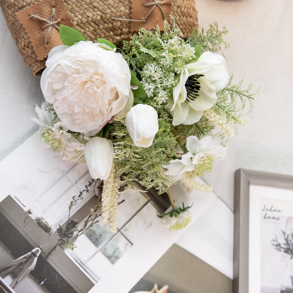 CF01186 Artificial Peony Camellia Windmill Tulip Bouquet New Design Valentine's Day gift Bridal Bouquet