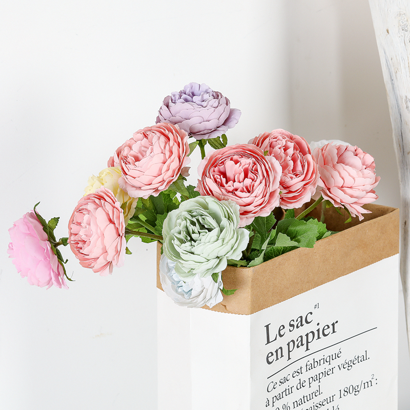 MW66775 Factory Direct Sale Artificial Silk artificial Ranunculus Stems christmas flower for Flower Wall Backdrop