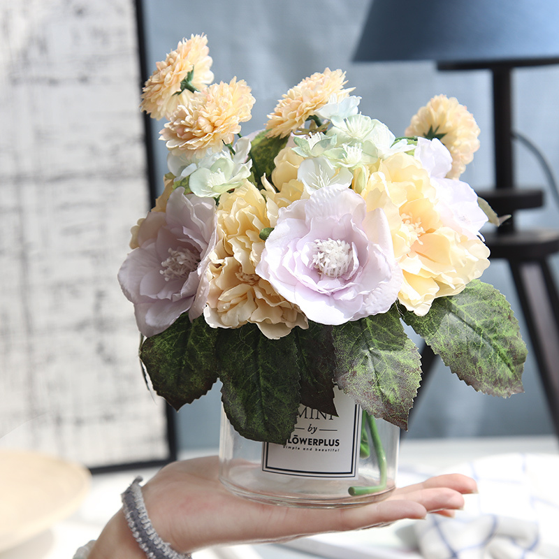 DY1-806A Hot Sale Artificial Flower Bouquet Artifical Silk Rose For Decorative Flowers and Plants