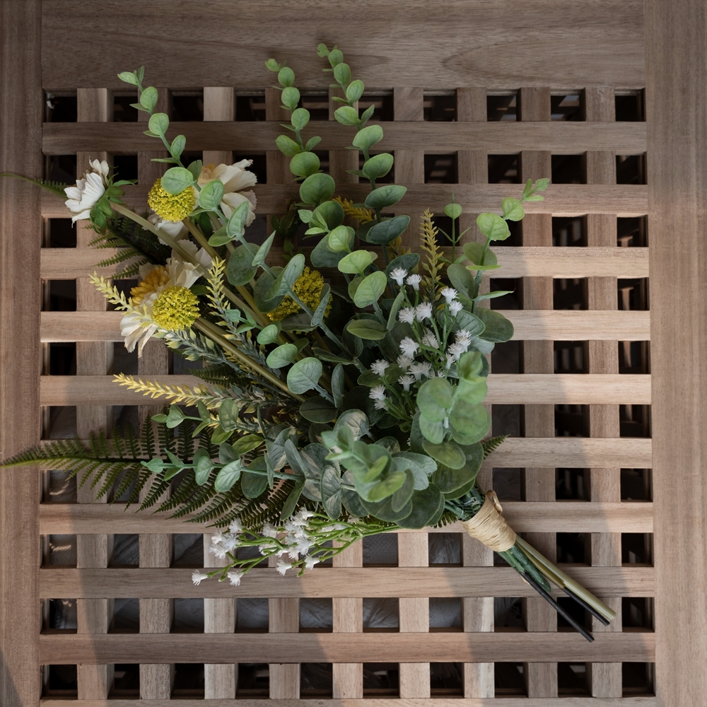 CF01049 Popular Artificial Flower Bouquet Fabric Windmill Orchid Plastic Eucalyptus For Decorative Flower