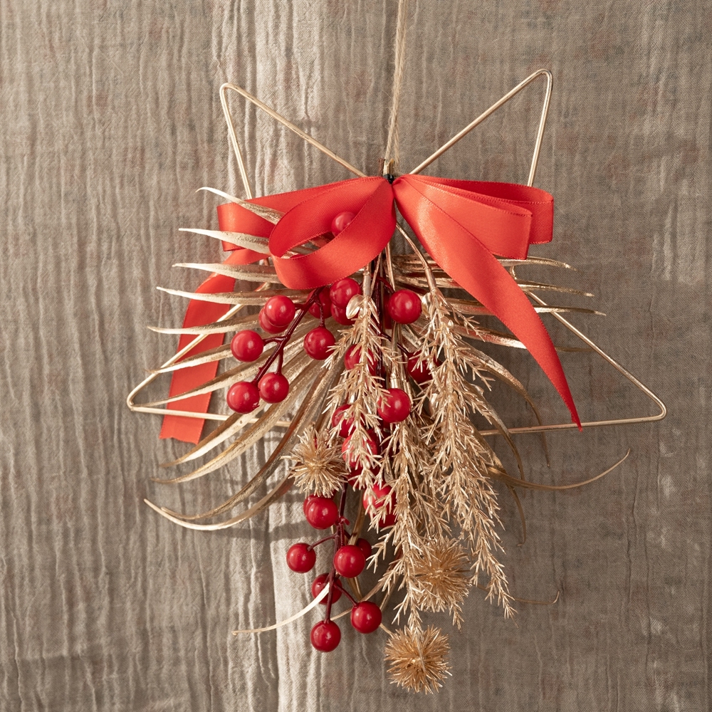 CF01087 Artificial Berry Sansevieria Star Wreath Wall Hanging New Design Christmas Decoration