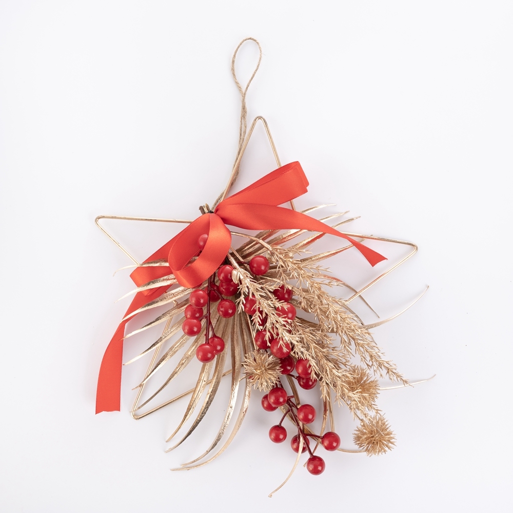 CF01087 Artificial Berry Sansevieria Star Wreath Wall Hanging New Design Christmas Decoration