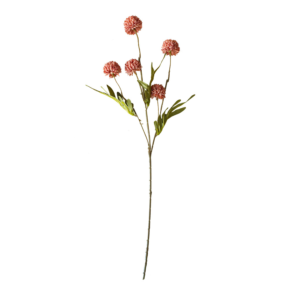MW66783 Hot Sale Artificial 5 Heads Fabric Single Stem Dandelion Flower For Wedding Supplies