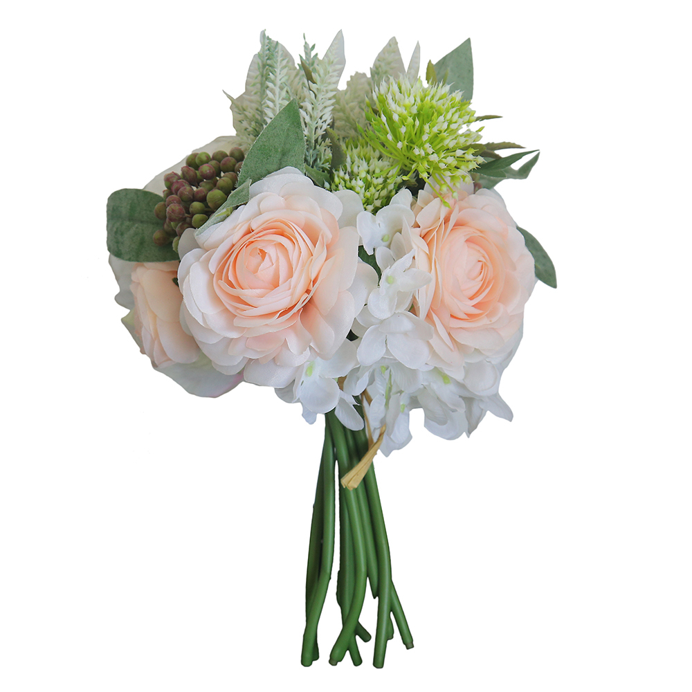 DY1-2320 Hot Sale Artificial Silk Rose Peony Ranunculus Bunch for Garden Wedding Decoration