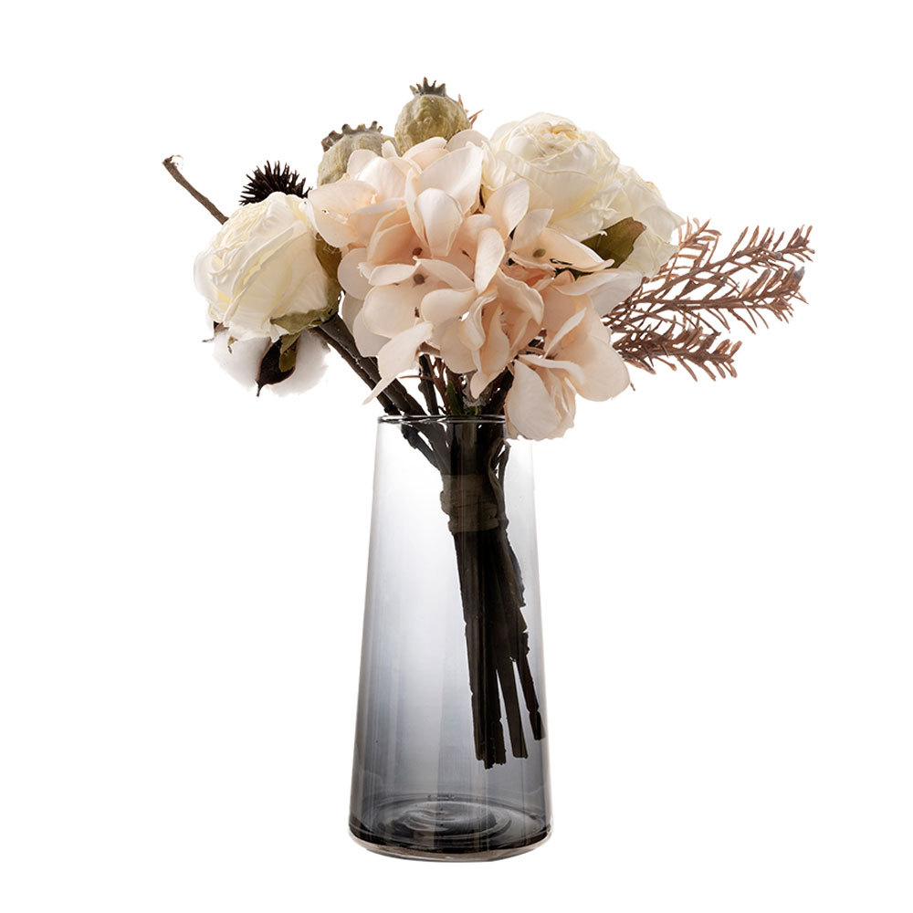 CF01004 Artificial Flower Bouquet Rose Hydrangea Poppy Cheap Wedding Centerpieces