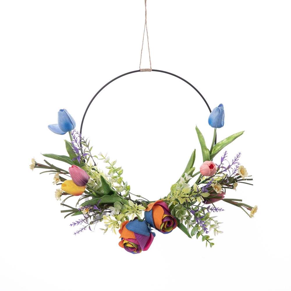 CF01196 Artificial Colorful Rose Tulip Half Wreath Wall Hanging New Design Flower Wall Backdrop