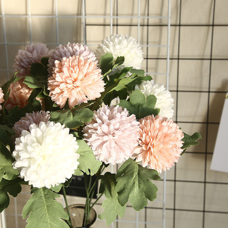 DY1-1087 High Quality Artificial Flowers White Silk Dandelion Puff Flower BAll Spray For Christmas Picks