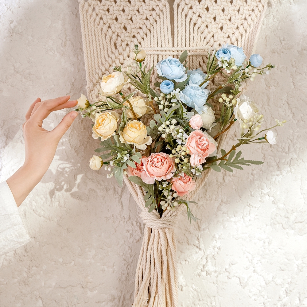 MW83112 Artificial Flower Fabric Rose Stem In stock Low MOQ Ranuculus for Baby Shower Home Wedding Spring Decor