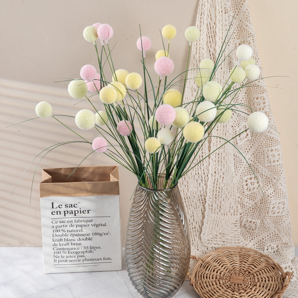 MW61218 New Design Wholesale Artificial Flower Onion Grass with Foam Balls Dandelion for Easter Day Home Kitchen Wedding Decor