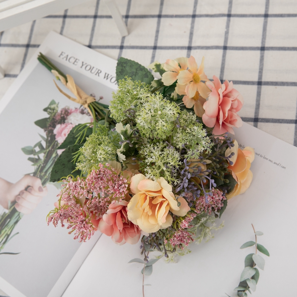 CF01175 Artificial Camellia Chrysanthemum Bouquet New Design Decorative Flowers and Plants