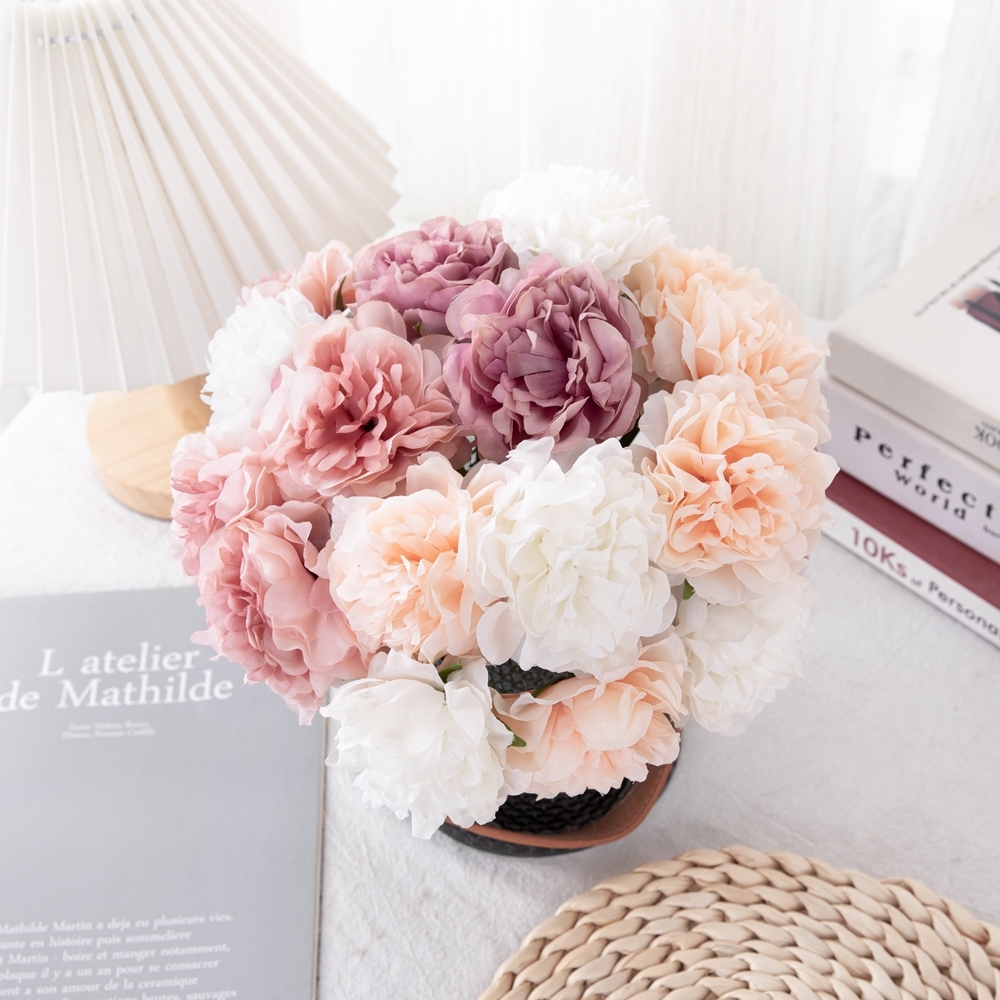 GF14921B High Quality Silk Cloth Artificial Real Touch peony Flowers For Wedding Bouquet Outdoor Artificial Flower peony