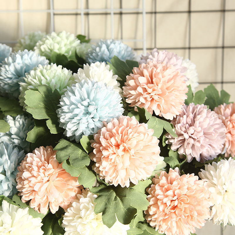 DY1-1087 High Quality Artificial Flowers White Silk Dandelion Puff Flower BAll Spray For Christmas Picks