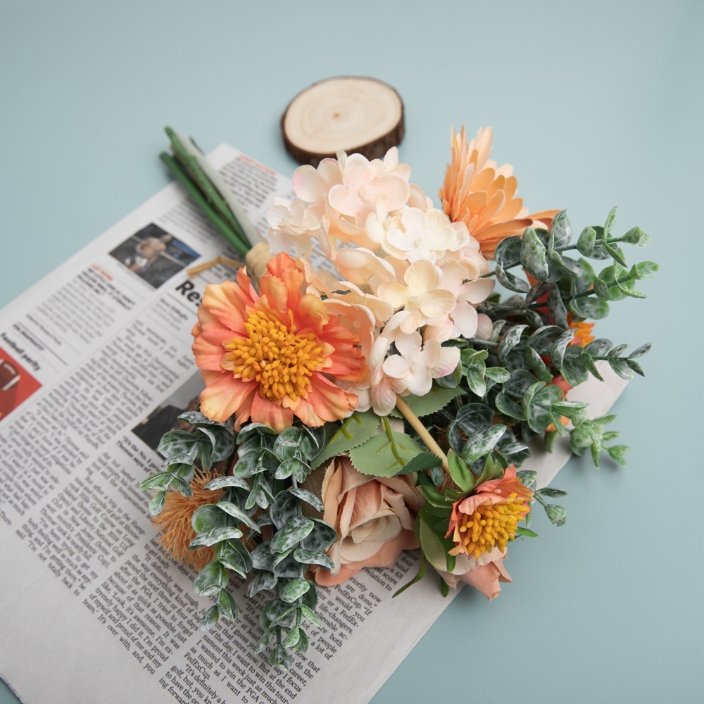 CF01101 Artificial Rose Dandelion Gerbera Hydrangea Bouquet New Design Decorative Flowers and Plants