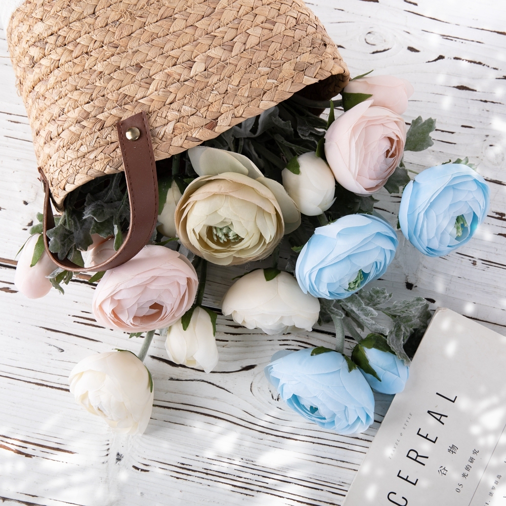 New Flower Ranunculus weeding Silk Artificial for table decoration GF15636