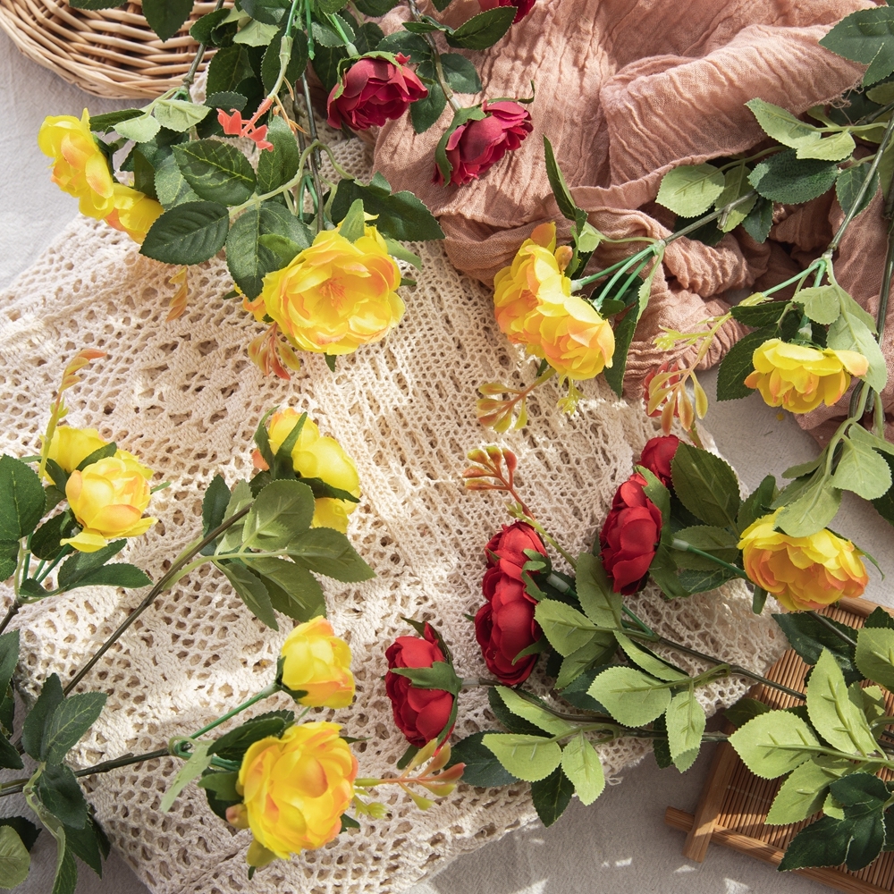 DY1-1942 Popular Professional silk Artificial Flower Cream Single Stem Rose flower For Decorative Flower