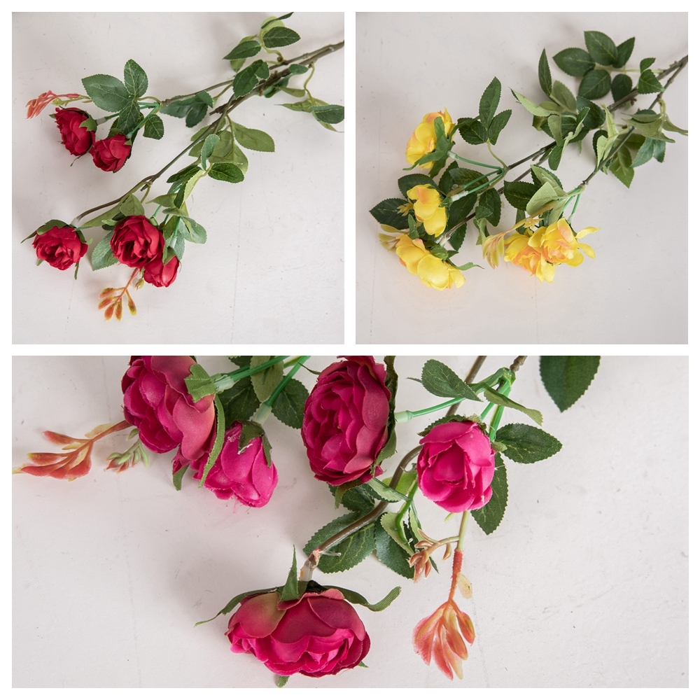 DY1-1942 Popular Professional silk Artificial Flower Cream Single Stem Rose flower For Decorative Flower