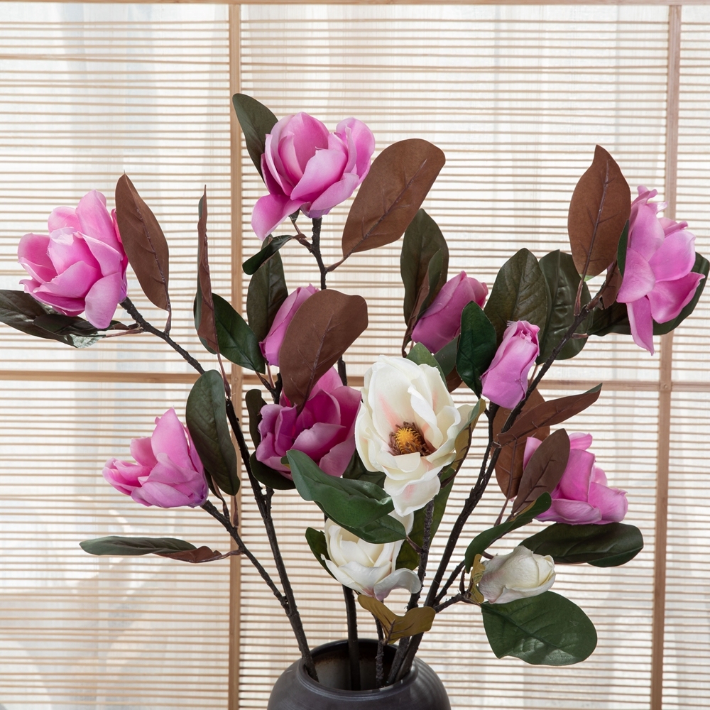 DY1-1131 New Design Artificial Flowers Magnolia White Silk Flower Branches For Wedding Supplies