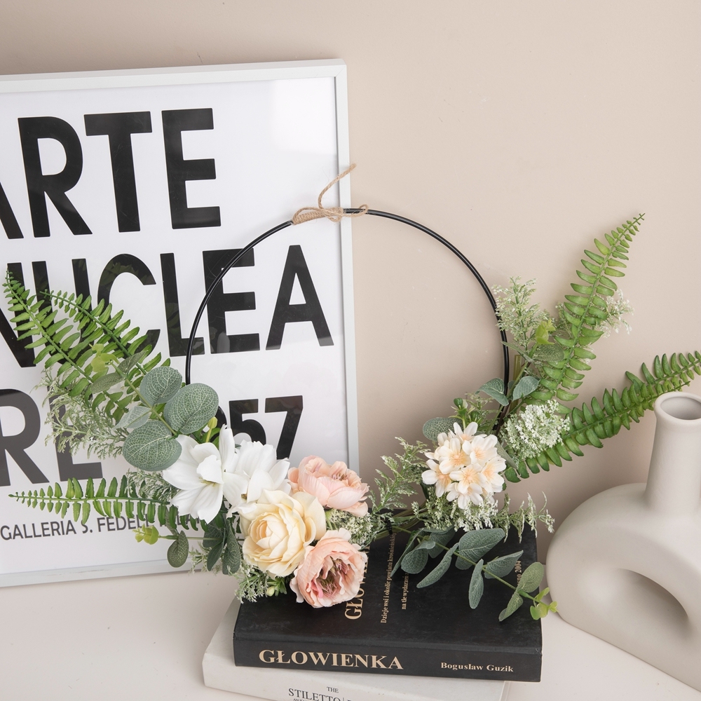 CF01148 Artificial Rose Lotus Hydrangea Cosmos Wreath Wall Hanging New Design Festive Decorations