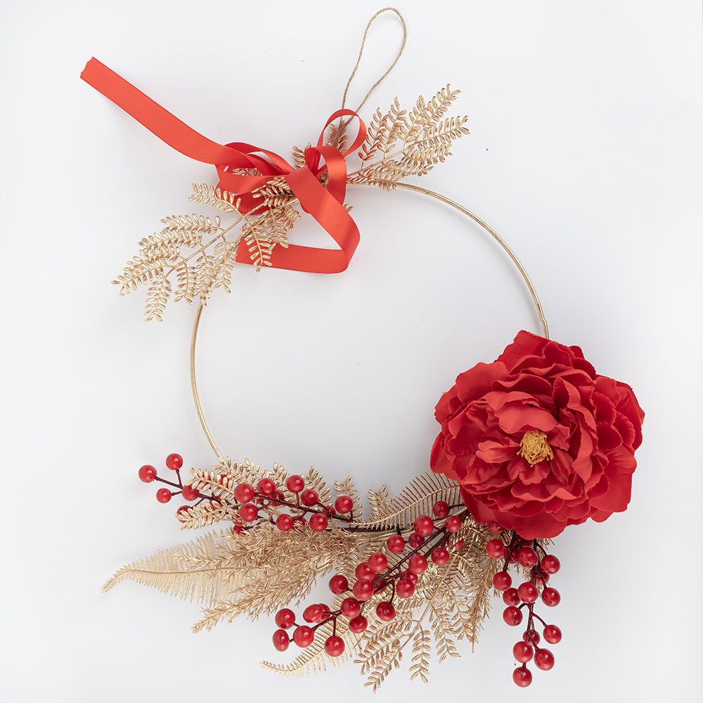CF01051 Artificial Berry Peony Wreath Wall Hanging New Design Christmas Picks Festive Decorations