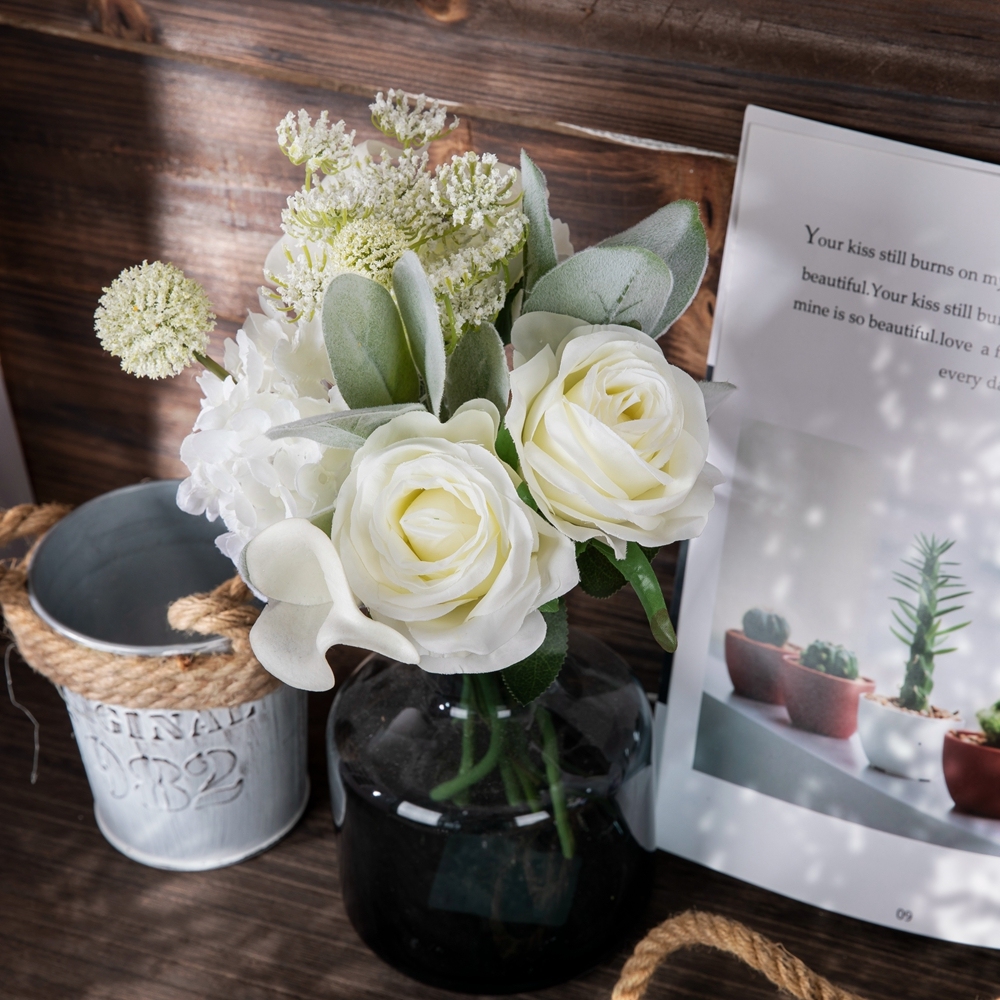 CF01200 Artificial Rose Calla Lily Hydrangea Thorn Ball Bouquet New Design Valentine's Day gift