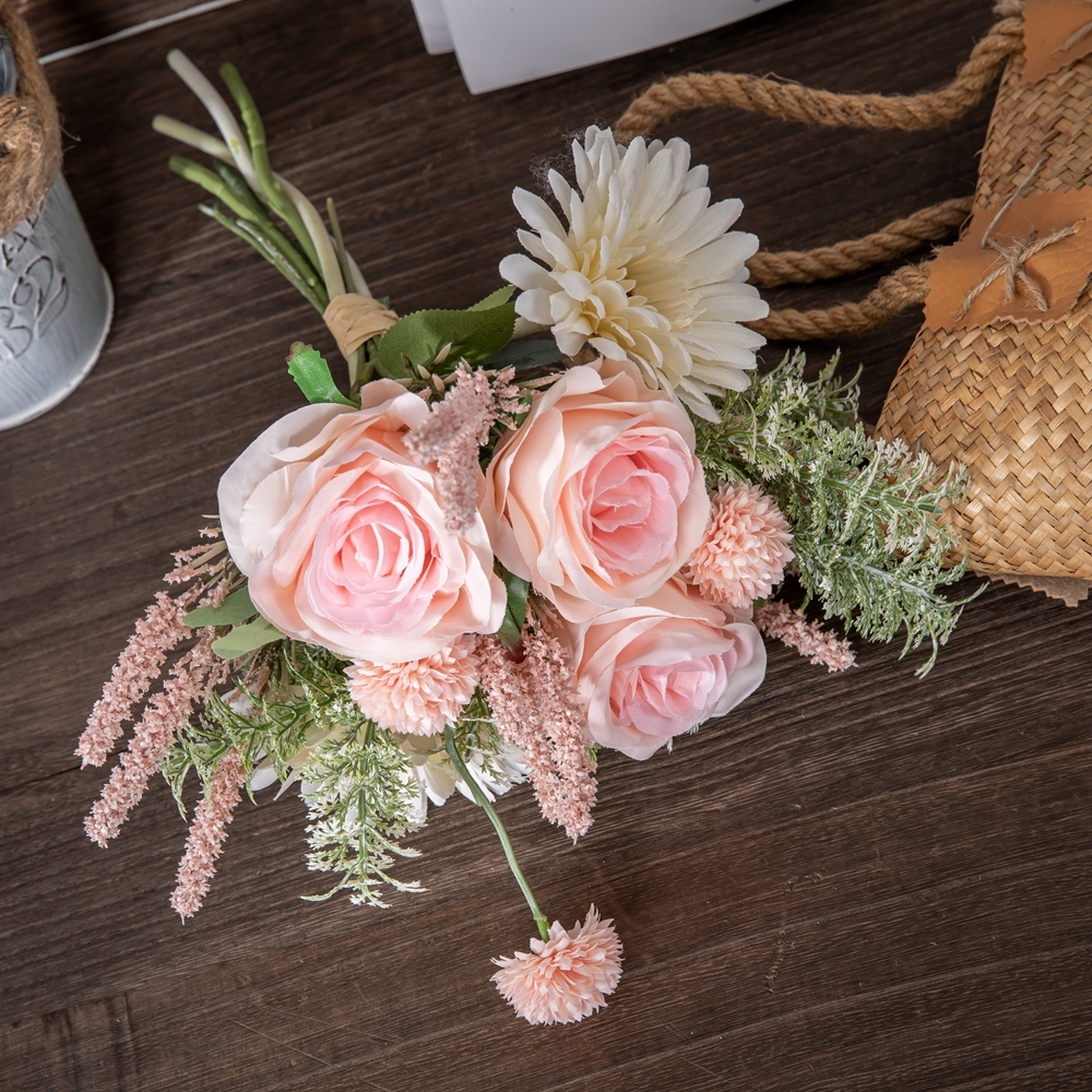 CF01201 Artificial Rose Chrysanthemum Dandelion Bouquet New Design Bridal Bouquet Silk Flowers