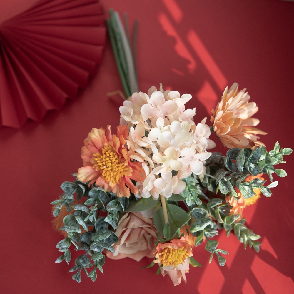 CF01101 Artificial Rose Dandelion Gerbera Hydrangea Bouquet New Design Decorative Flowers and Plants