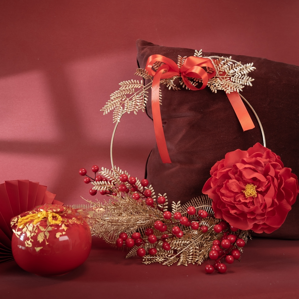 CF01051 Artificial Berry Peony Wreath Wall Hanging New Design Christmas Picks Festive Decorations