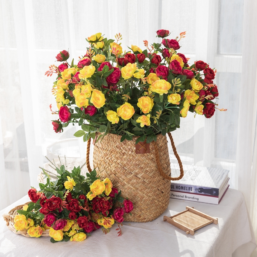 DY1-1942 Popular Professional silk Artificial Flower Cream Single Stem Rose flower For Decorative Flower
