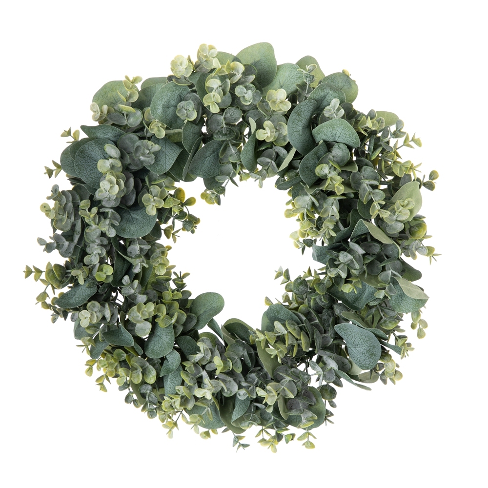 CF01131 New Design Artificial Plastic Green Eucalyptus Wreath for Home Wedding Wall Decor