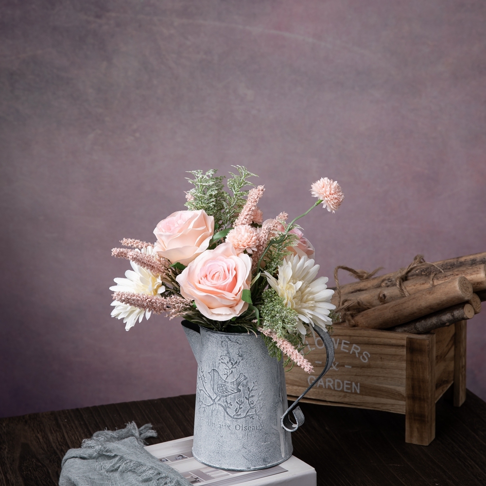 CF01201 Artificial Rose Chrysanthemum Dandelion Bouquet New Design Bridal Bouquet Silk Flowers