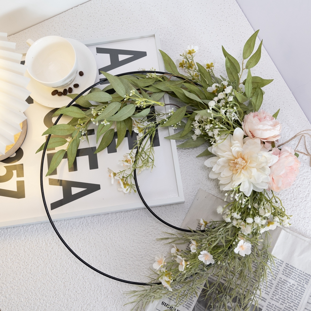 CF01065 Artificial Dahlia Rose Double Wreath New Design Flower Wall Backdrop Party Decoration