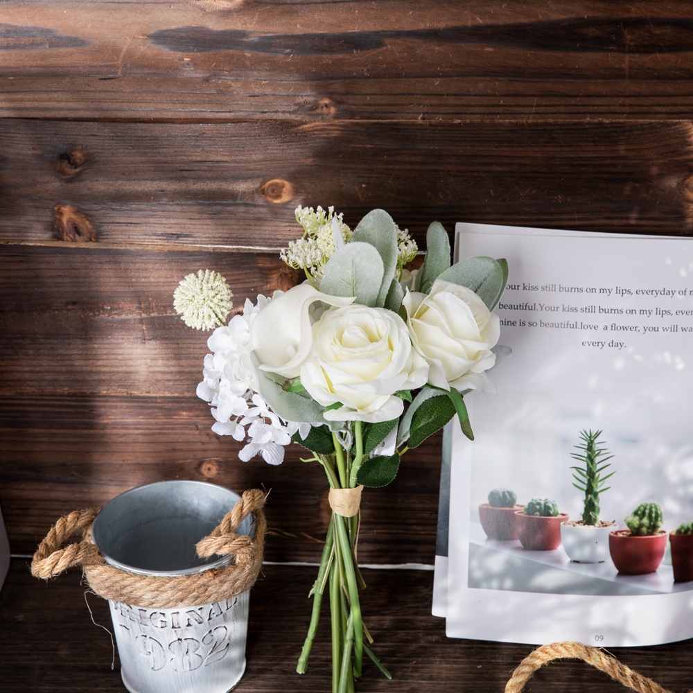 CF01200 Artificial Rose Calla Lily Hydrangea Thorn Ball Bouquet New Design Valentine's Day gift