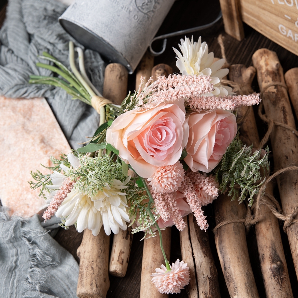 CF01201 Artificial Rose Chrysanthemum Dandelion Bouquet New Design Bridal Bouquet Silk Flowers