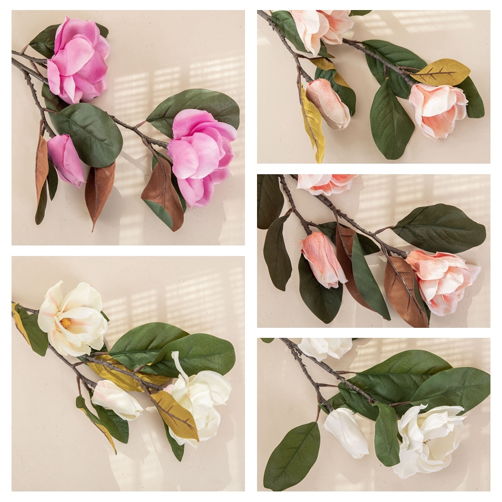 DY1-1131 New Design Artificial Flowers Magnolia White Silk Flower Branches For Wedding Supplies