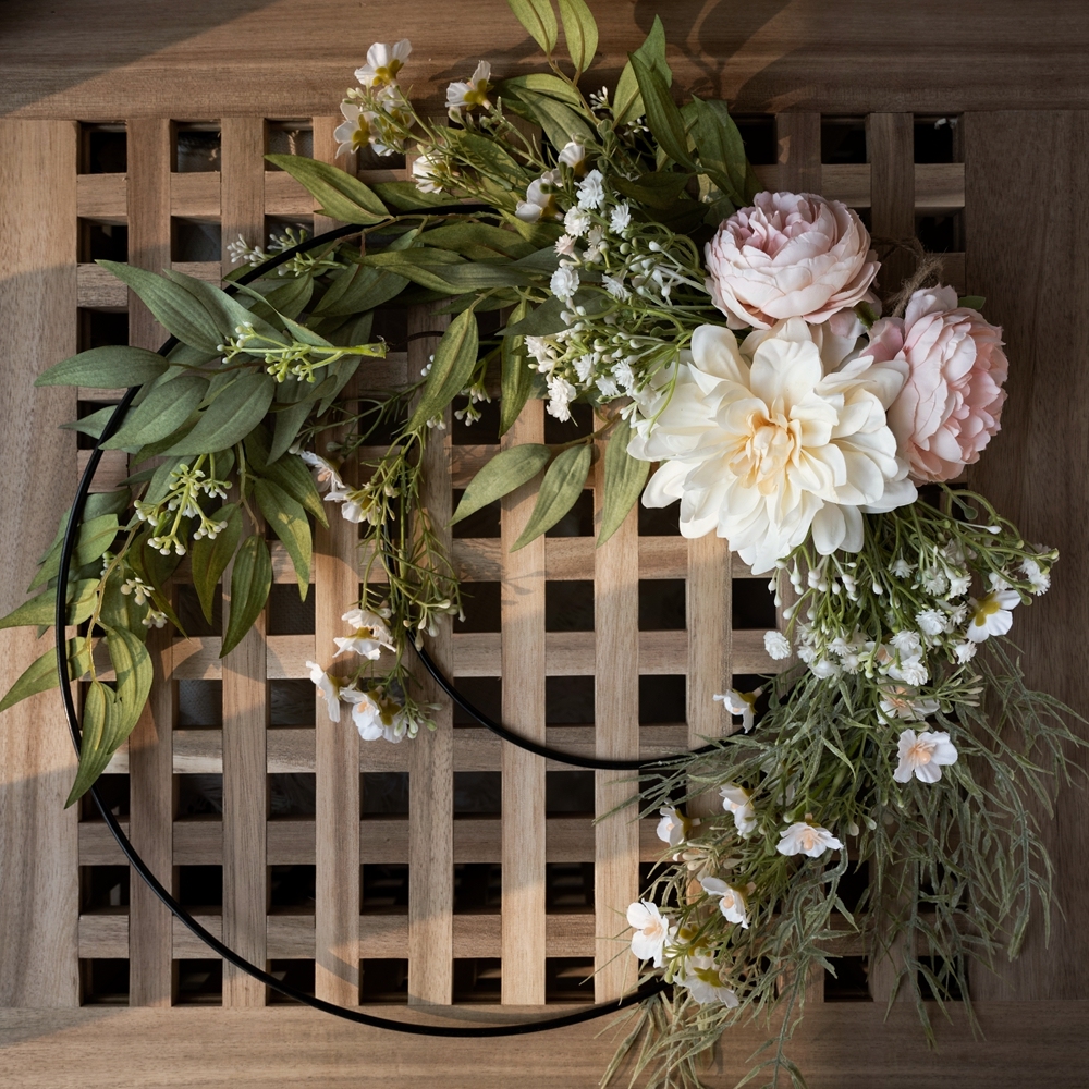 CF01065 Artificial Dahlia Rose Double Wreath New Design Flower Wall Backdrop Party Decoration