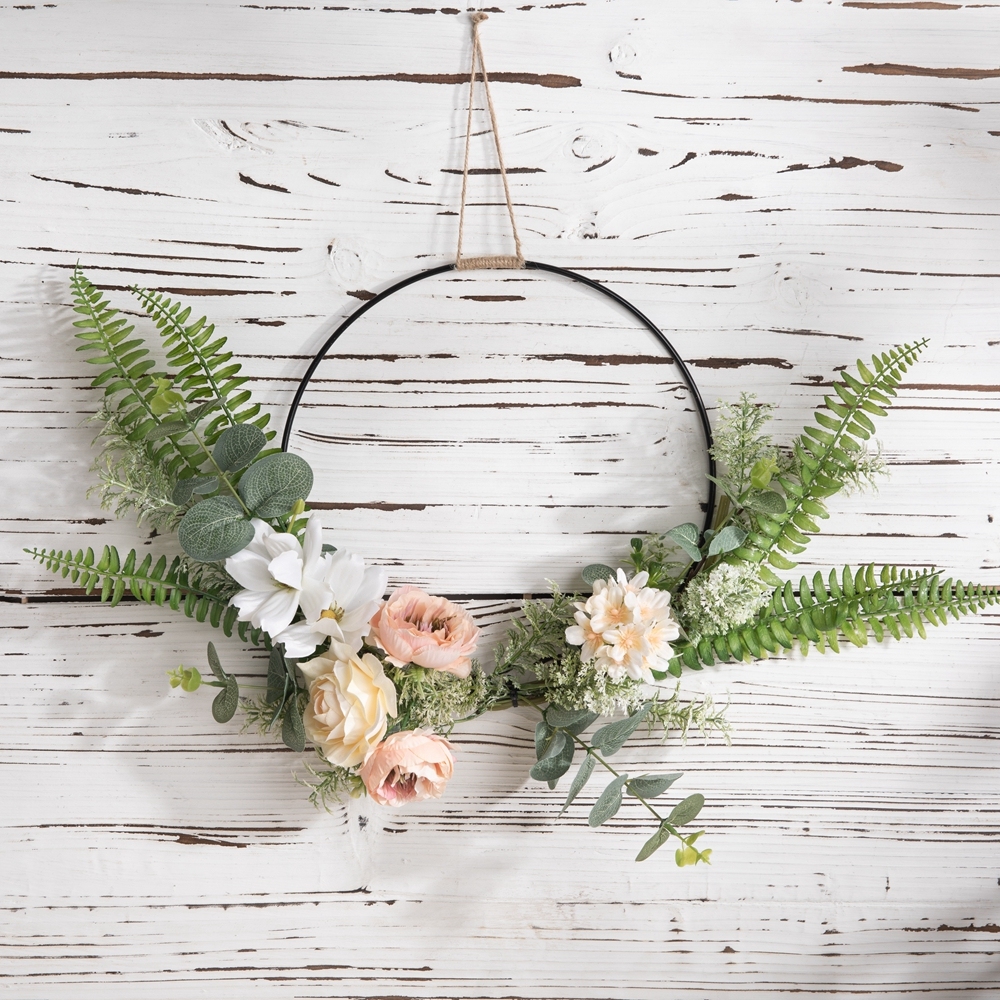 CF01148 Artificial Rose Lotus Hydrangea Cosmos Wreath Wall Hanging New Design Festive Decorations