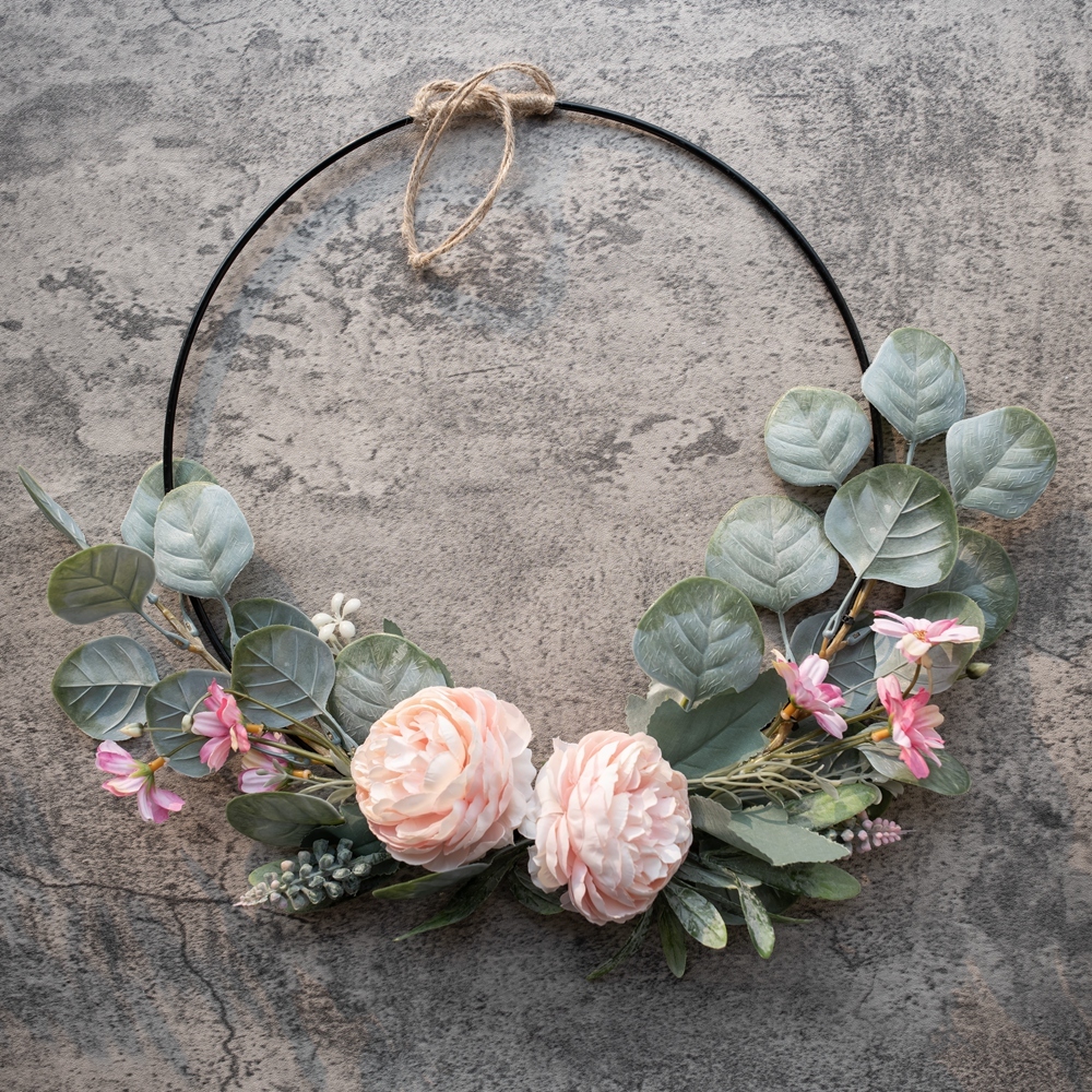 CF01011 Artificial Flower wreath Tea Rose Eucalyptus Hot Selling Wedding Decoration