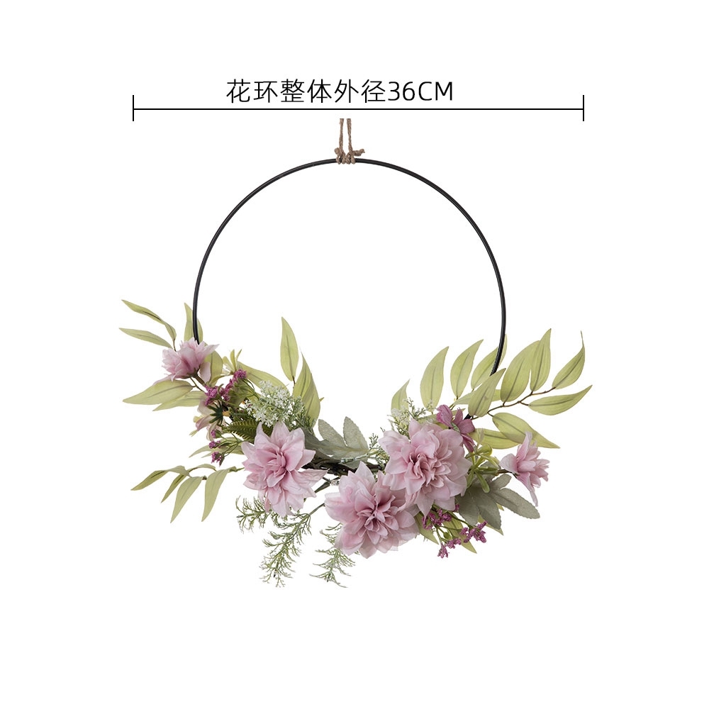 CF01263 Wholesale Hanger Artificial Fabric Dahlia Silk Willow With Iron Circle For Home Arrangement With other Accessories