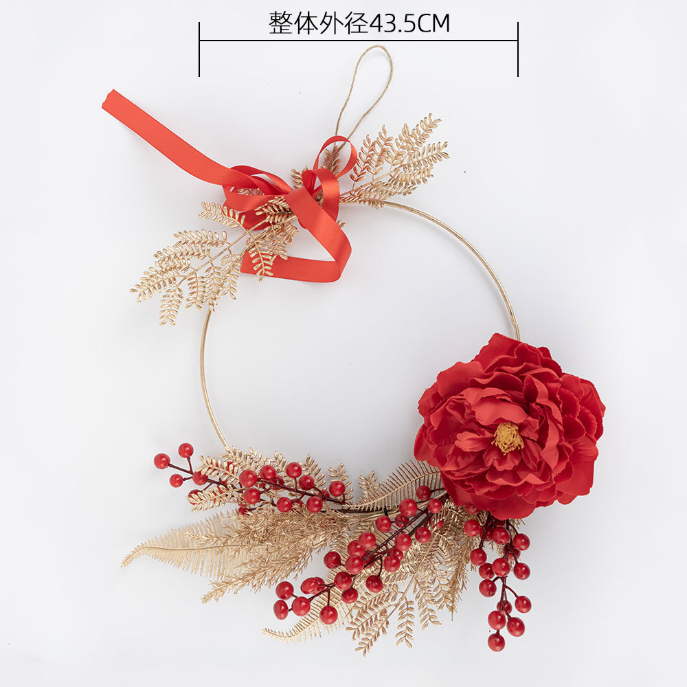 CF01051 Artificial Berry Peony Wreath Wall Hanging New Design Christmas Picks Festive Decorations