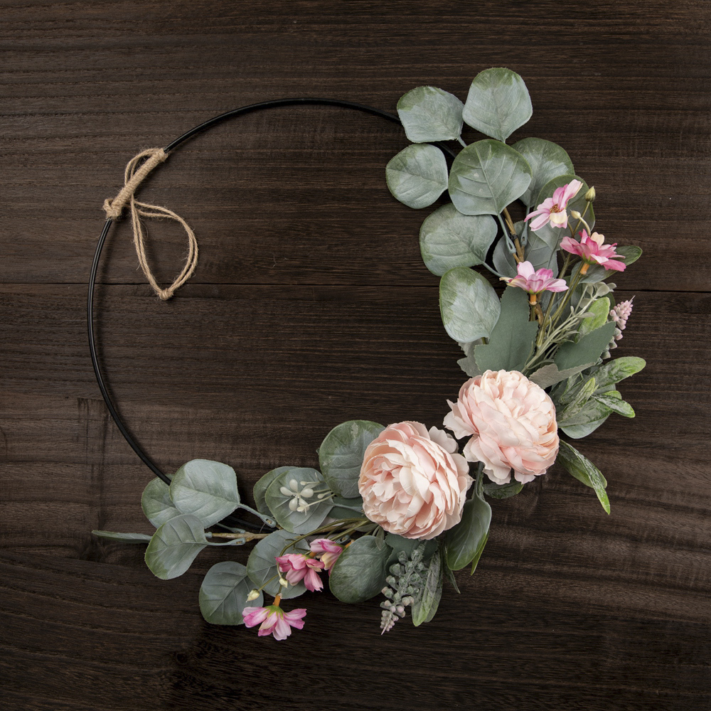 CF01011 Artificial Flower wreath Tea Rose Eucalyptus Hot Selling Wedding Decoration