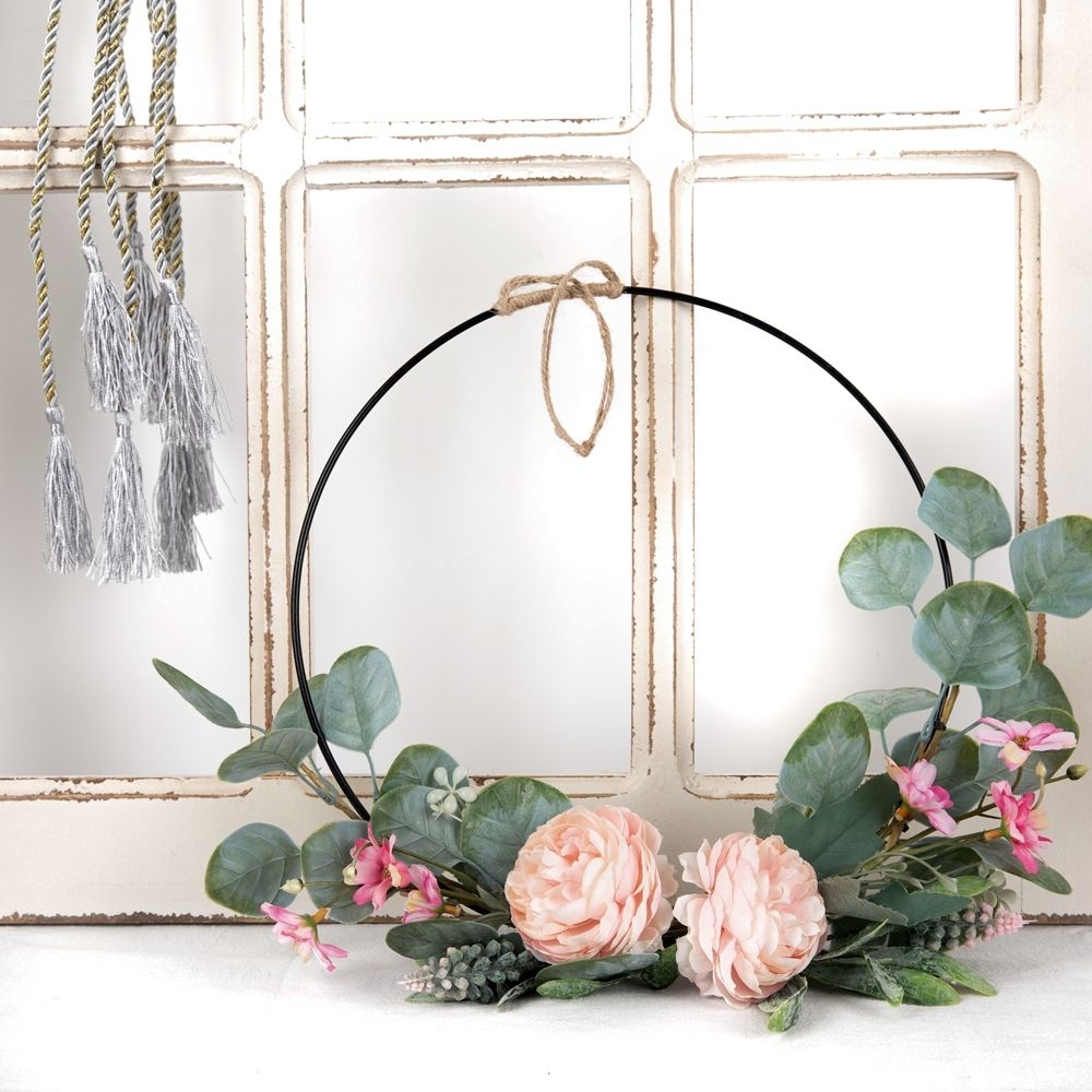 CF01011 Artificial Flower wreath Tea Rose Eucalyptus Hot Selling Wedding Decoration