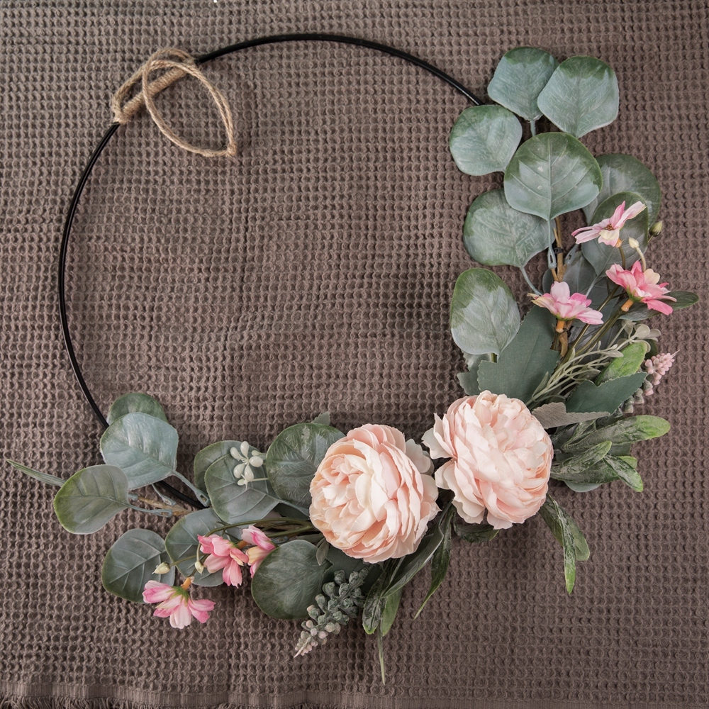 CF01011 Artificial Flower wreath Tea Rose Eucalyptus Hot Selling Wedding Decoration