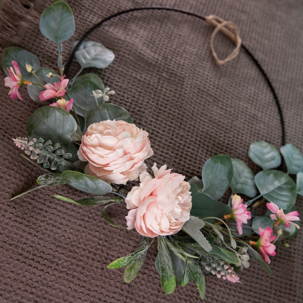CF01011 Artificial Flower wreath Tea Rose Eucalyptus Hot Selling Wedding Decoration