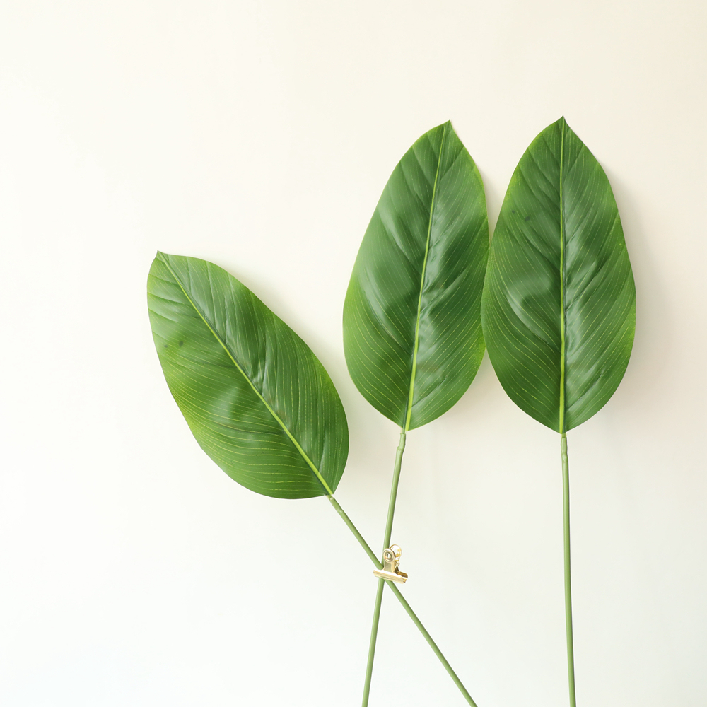 DY1-3655 China Factory Artificial Flower Plant Single branch plastic stem green Canna leaf For Decorative Flowers and Plants