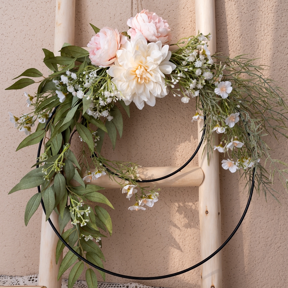 CF01065 Artificial Dahlia Rose Double Wreath New Design Flower Wall Backdrop Party Decoration