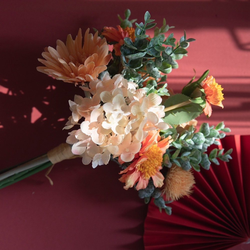 CF01101 Artificial Rose Dandelion Gerbera Hydrangea Bouquet New Design Decorative Flowers and Plants