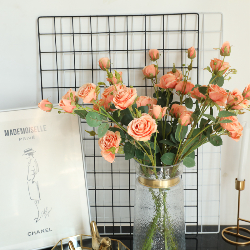 DY1-3506 New Design Artificial Flower Orange rose bunch artificial flower For Wedding Supplies