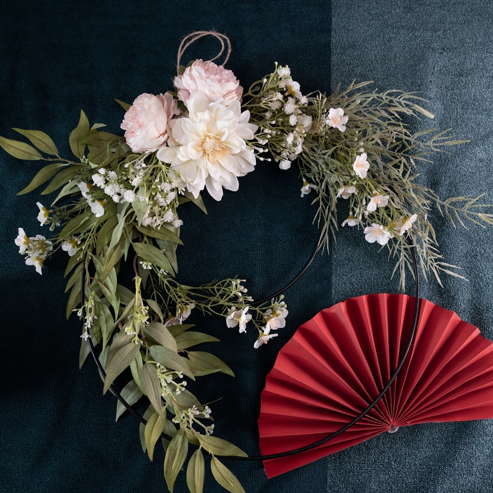 CF01065 Artificial Dahlia Rose Double Wreath New Design Flower Wall Backdrop Party Decoration